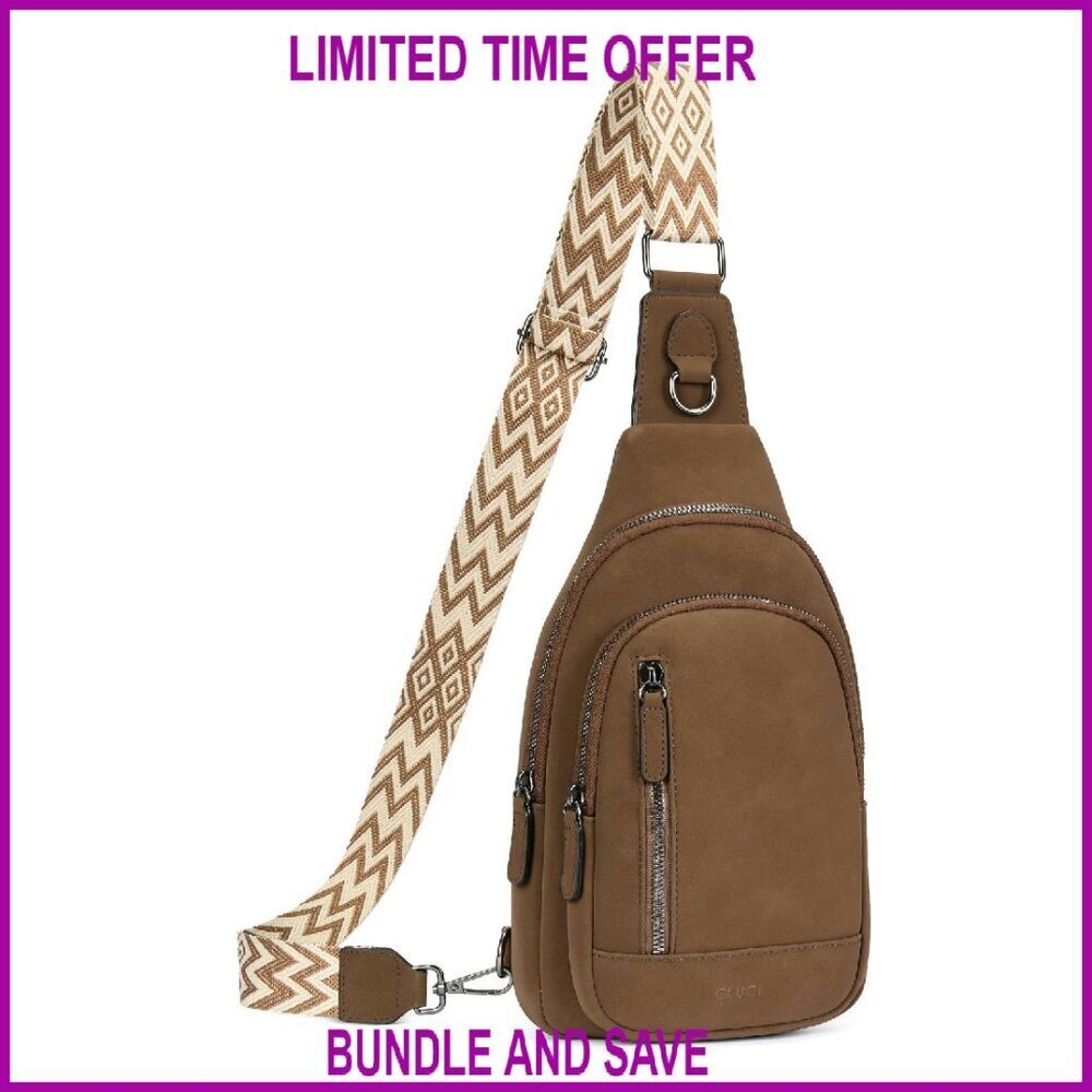 Leather Crossbody Sling Bag with Multiple Pockets, Adjustable Strap, Unisex